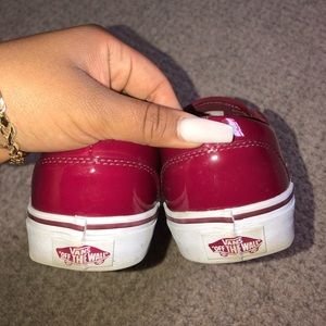 Red Leather Slip On Vans